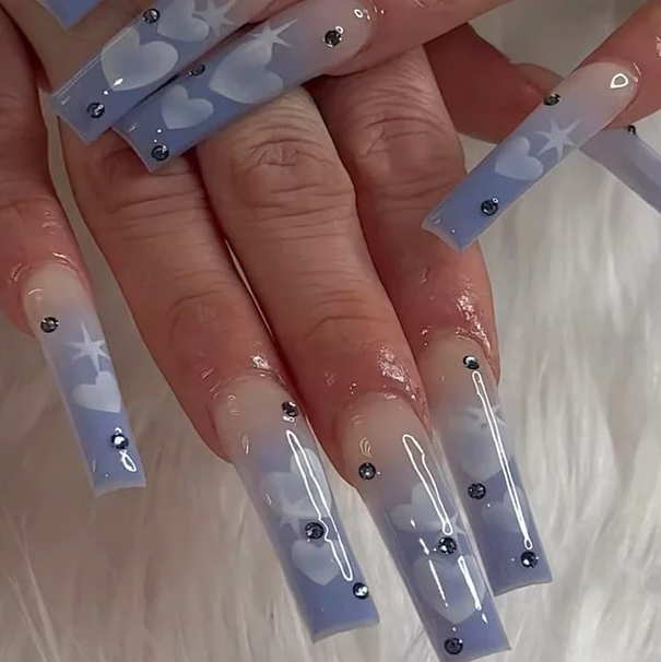 14. Rhinestone Blue Hearts