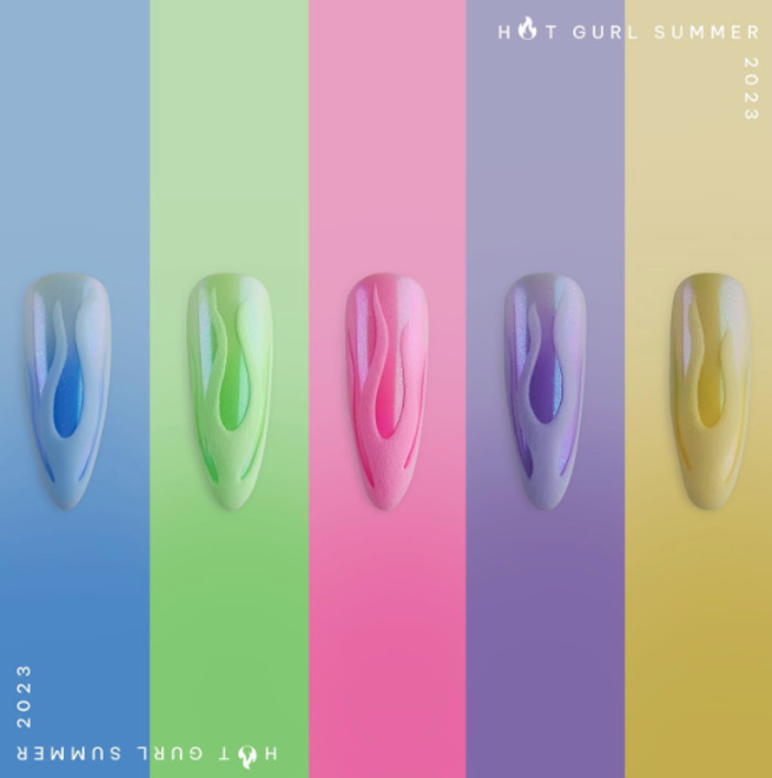 pastel flame press on nails