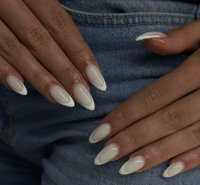 milky french tip nail design