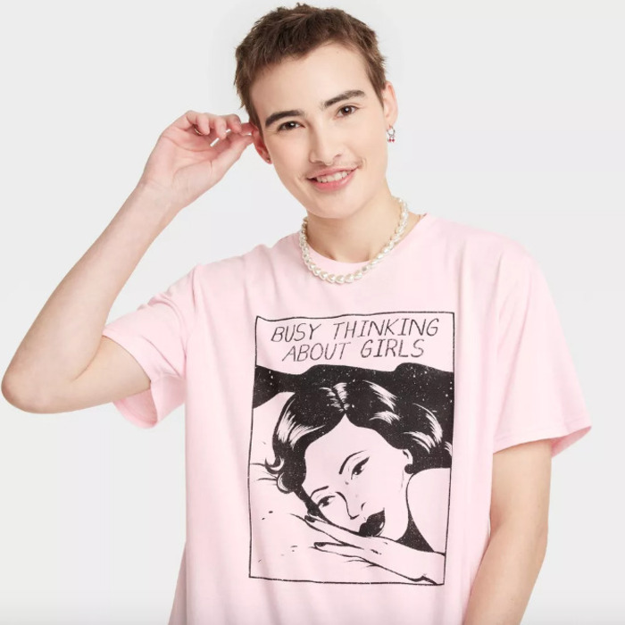 Target pride collection- pink busy thinking about girls short sleeve t-shirt