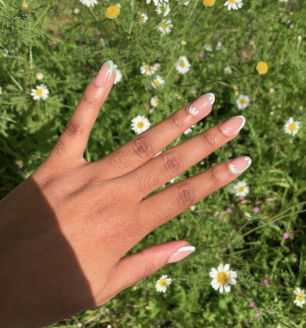 nude and white nail design